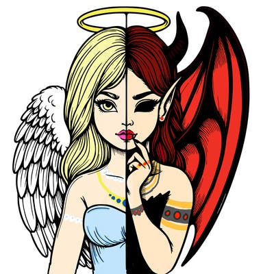 realistic angel half demon