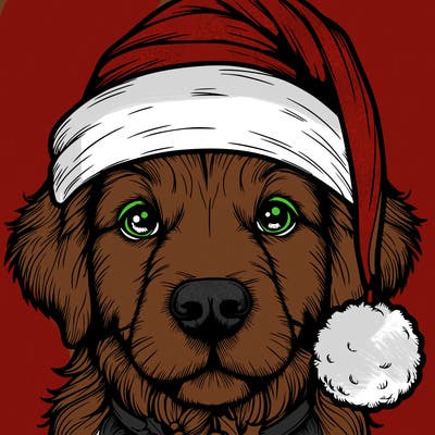 realistic dog with a christmas hat
