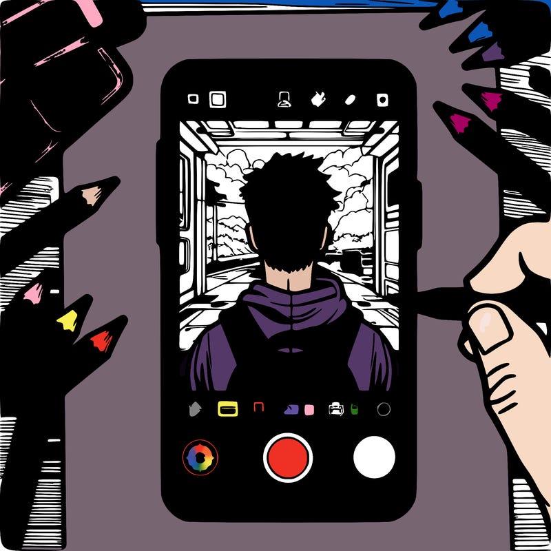 i want a picture that looks like you’re in the picture and you’re on your phone (your phone is blank