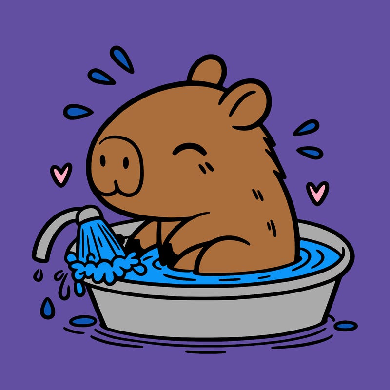 capybara taking a bath