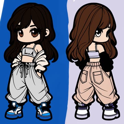 girl in crop top and baggy pants