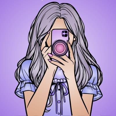 a realistic girl holding her phone taking pictures