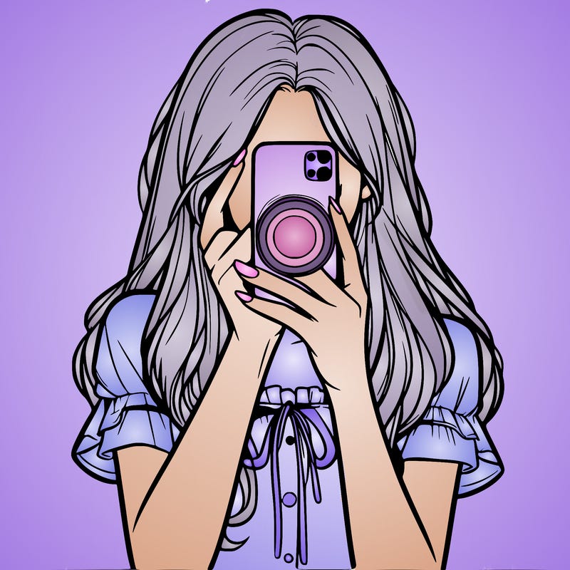 a realistic girl holding her phone taking pictures