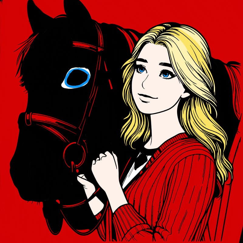 realistic girl with horse