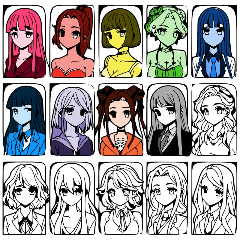 girls that look diffrent anime