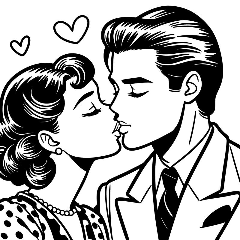 woman and man kissing