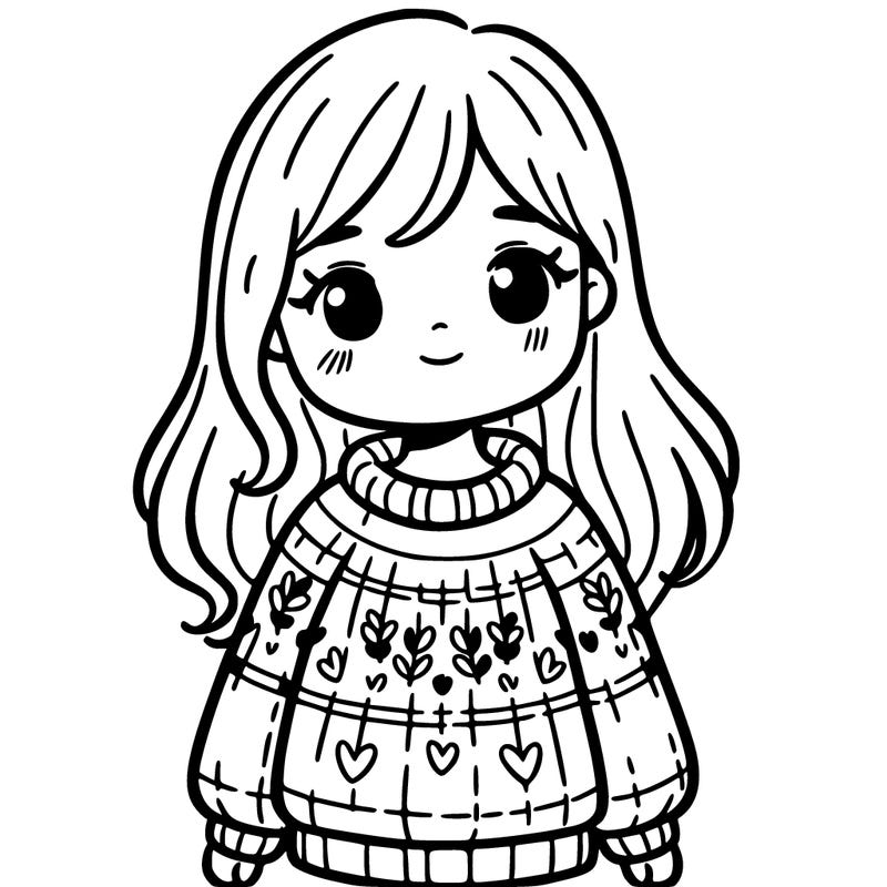 girl in sweater with long sleeves