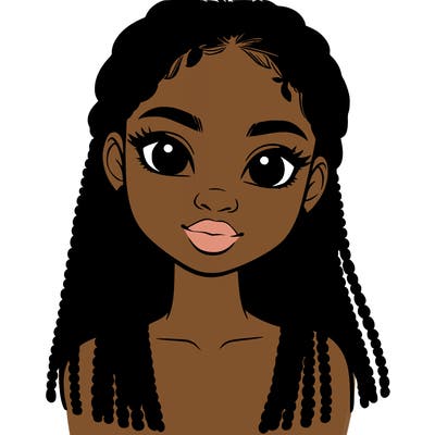 a realistic black girl with braids