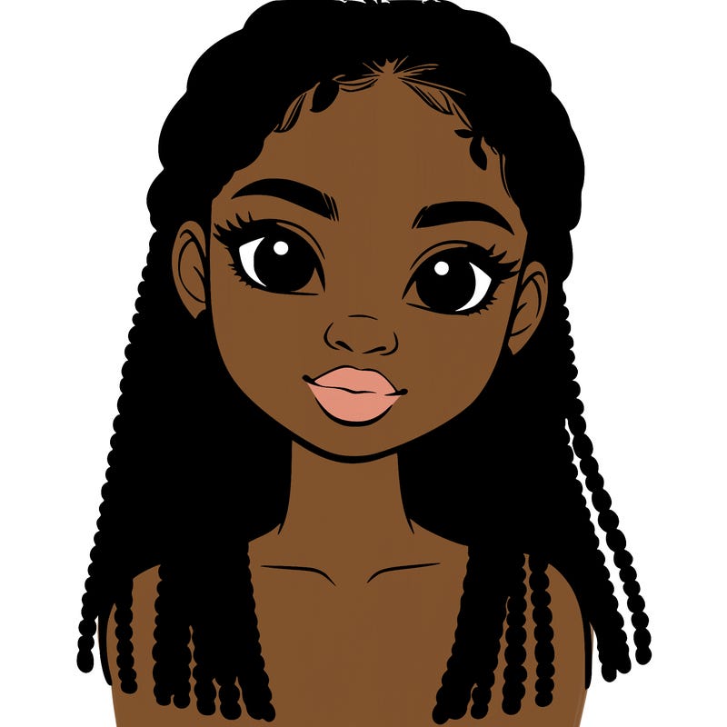 a realistic black girl with braids