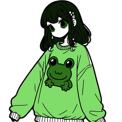 girl wearing frogging sweatshirt