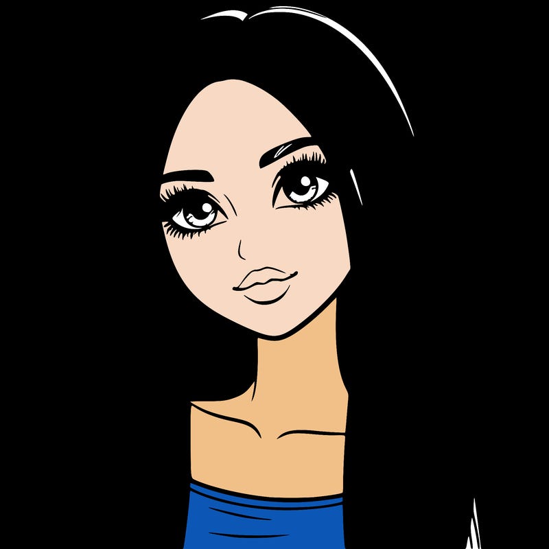 realistic girl with straight and long hair