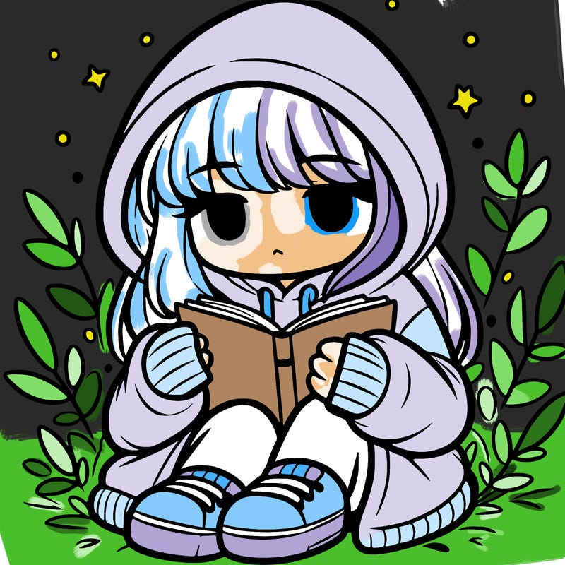 girl in oversized hoodie reading a book
