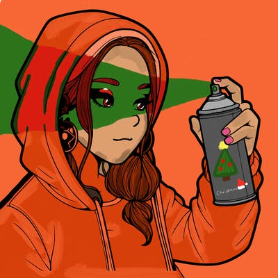 a realistic girl, spray painting