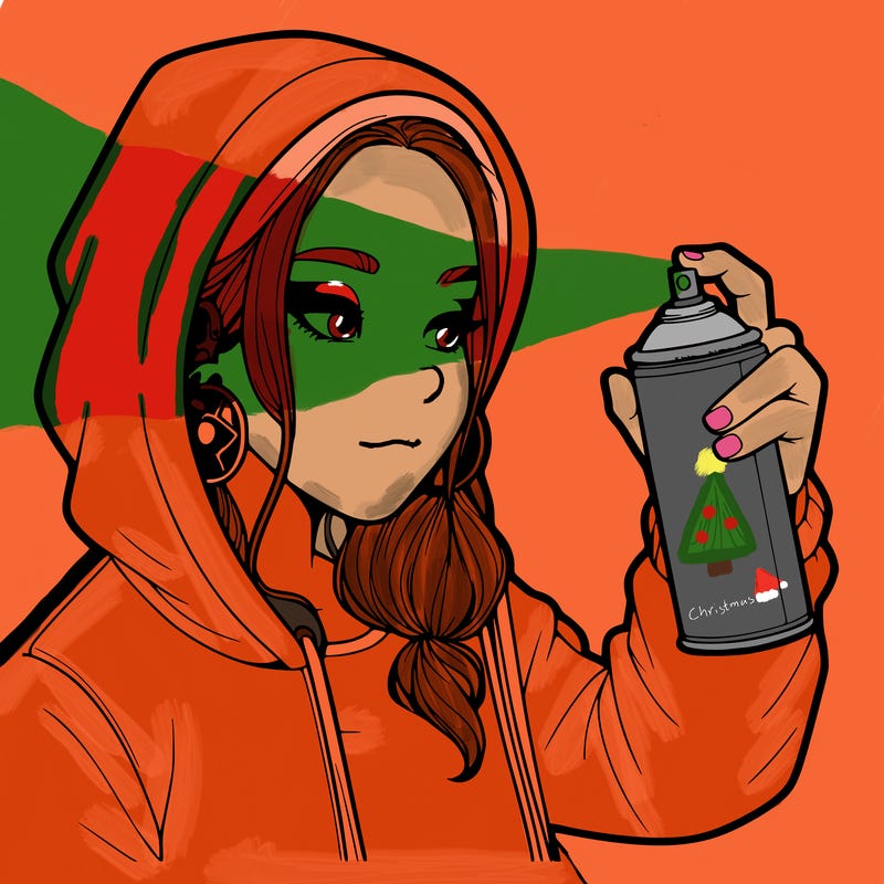 a realistic girl, spray painting
