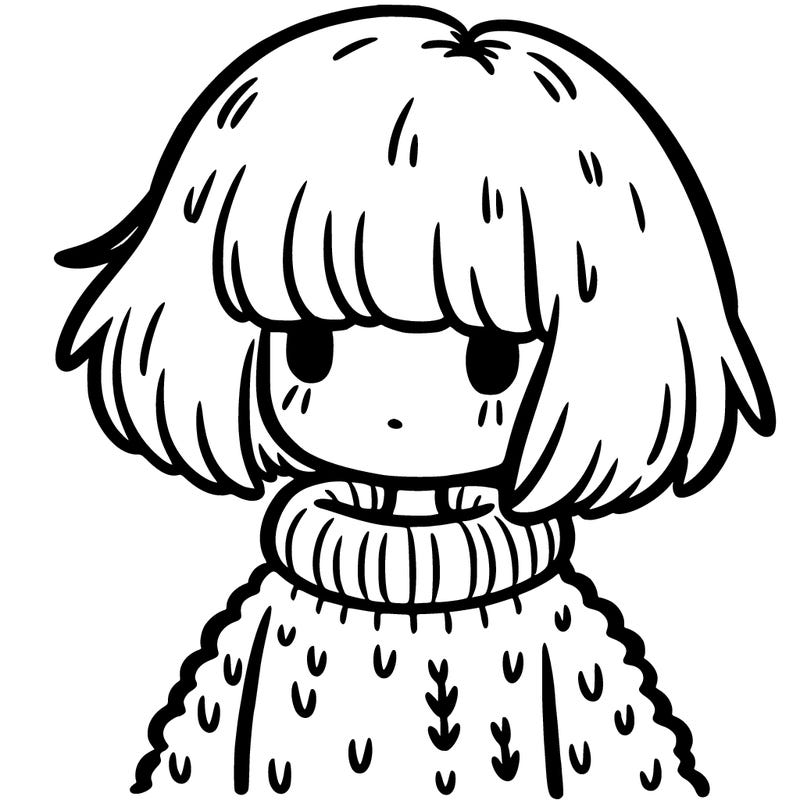 girl with a fluffy jumper short hair