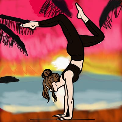 a woman doing a handstand