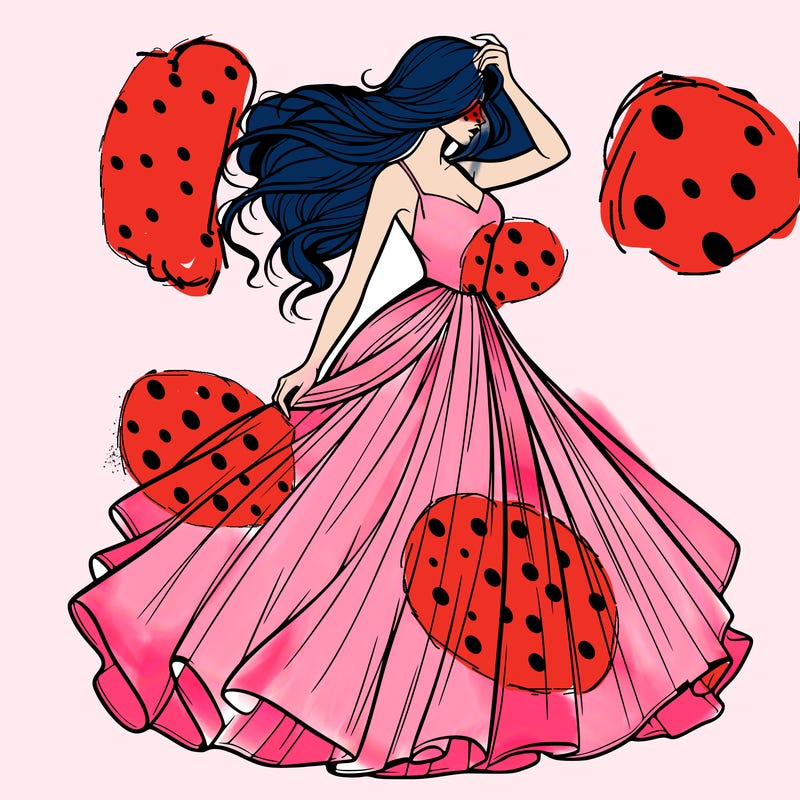 realistic woman with dress flowing in the wind