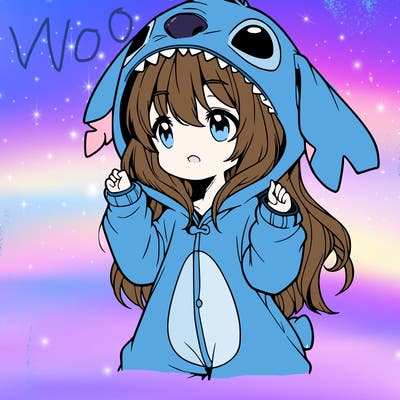 anime girl in a stitch onsie