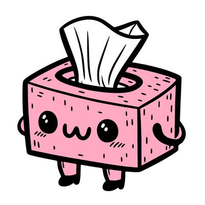 tissue box with legs and bow cute face