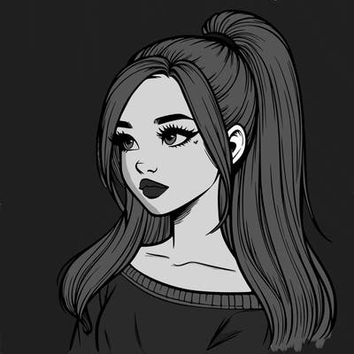 realistic girl with a high ponytail