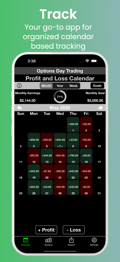 Profit and Loss Calendar - Finance App | MWM