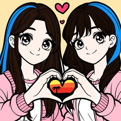 girls making heart with their hands