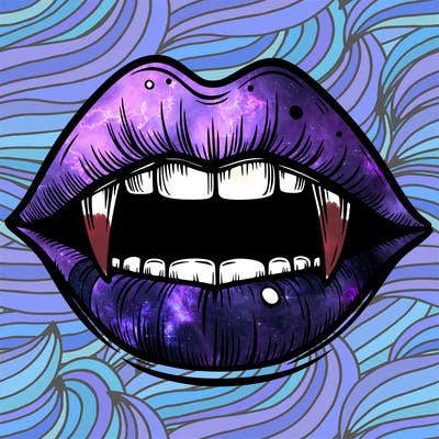 lips with vampire teeth