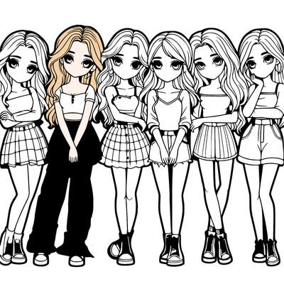 a group of girls realistic