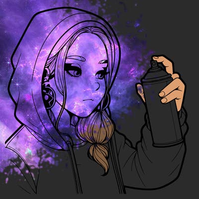 a realistic girl, spray painting