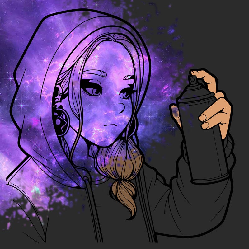 a realistic girl, spray painting