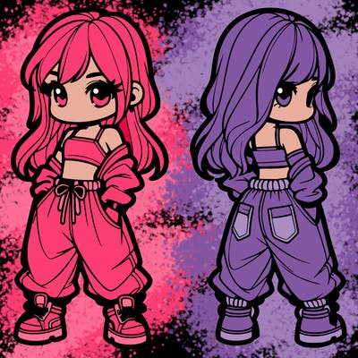 girl in crop top and baggy pants