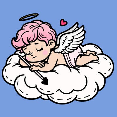 cupid asleep on a cloud