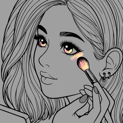 a realistic girl doing her makeup