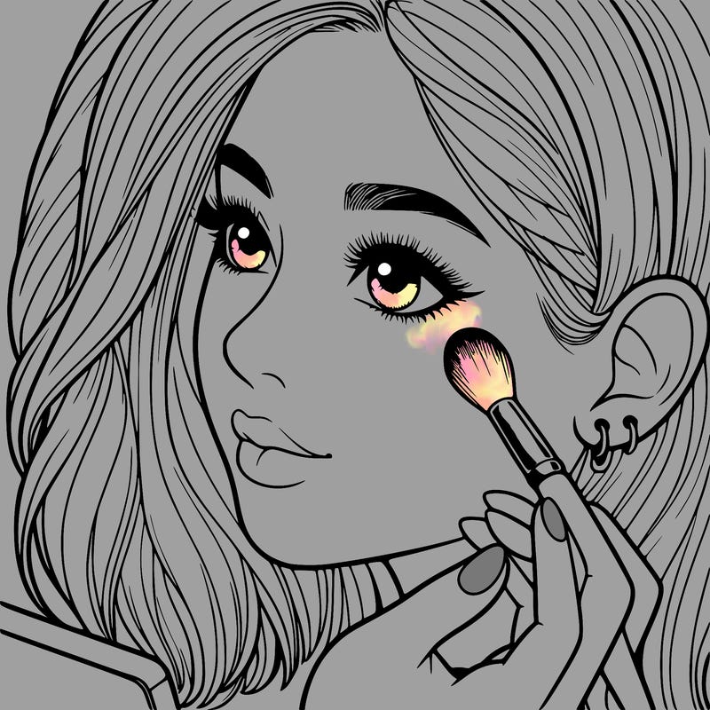 a realistic girl doing her makeup