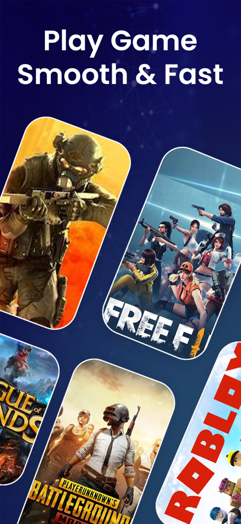 Fire VPN: Fast, Safe, Private - Fire VPN app screenshot showcasing smooth and fast performance for mobile games like PUBG and Roblox