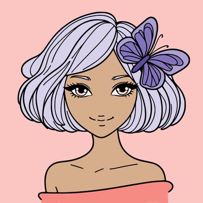 woman with butterfly short hair