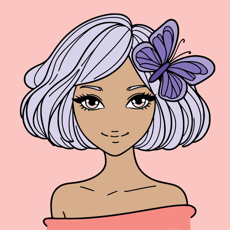 woman with butterfly short hair