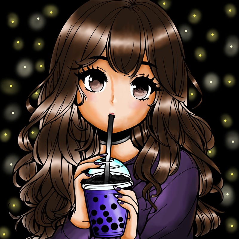 realistic girl drink a boba