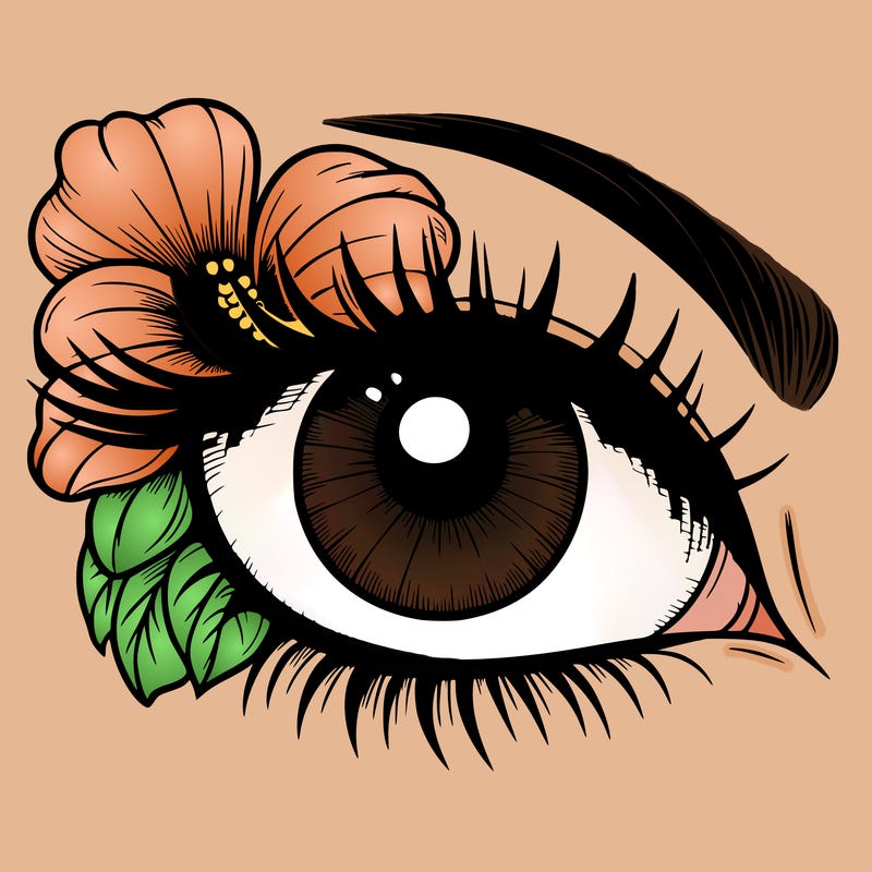 realistic eye with flower