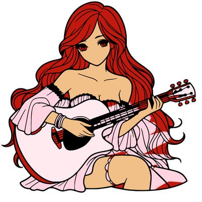 beautiful girl playing the guitar