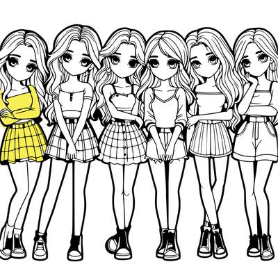 a group of girls realistic