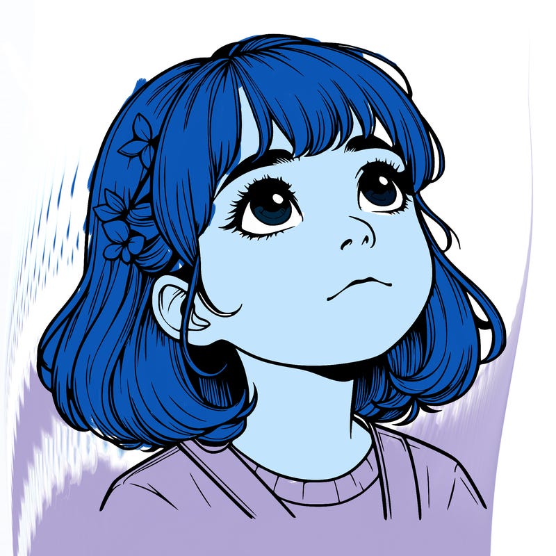 realistic girl looking up