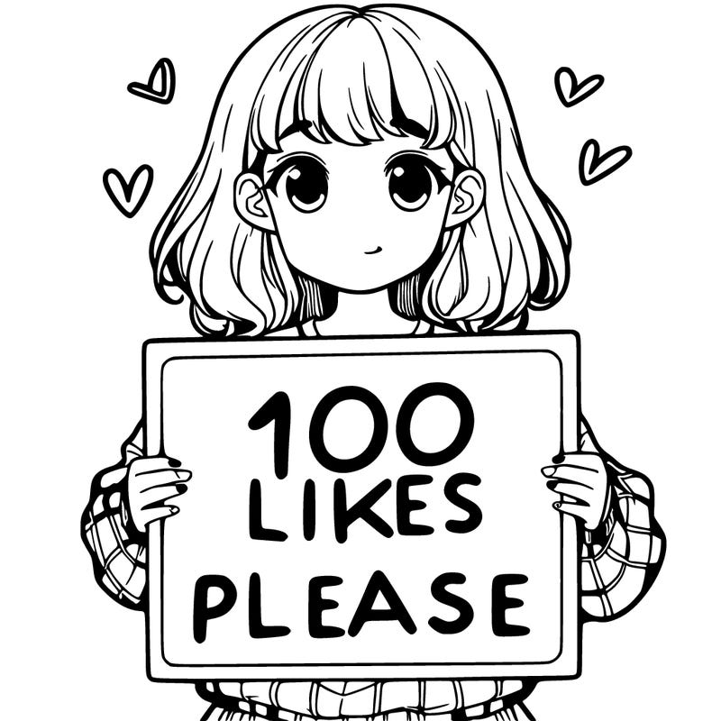 a girl holding a sign saying 100 likes please