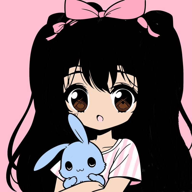 cute manga girl holding a bunny