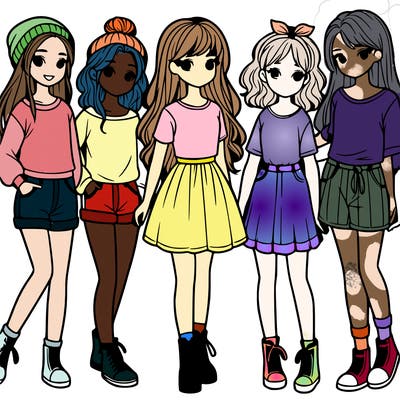 a group of five girls