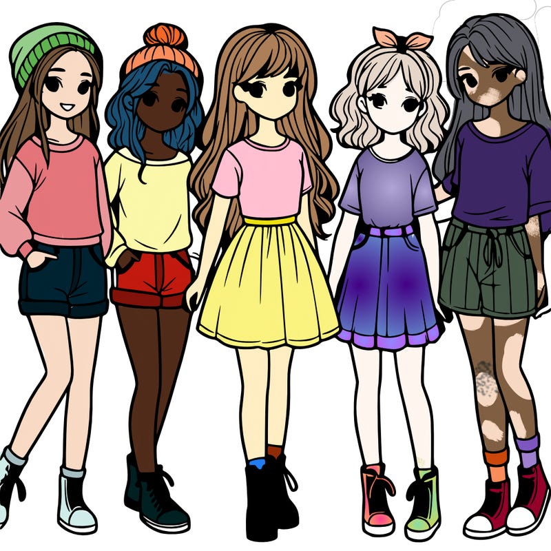 a group of five girls