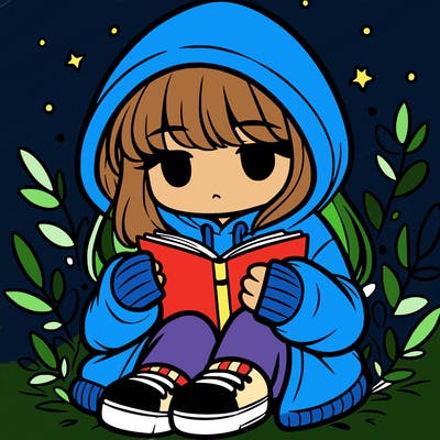 girl in oversized hoodie reading a book