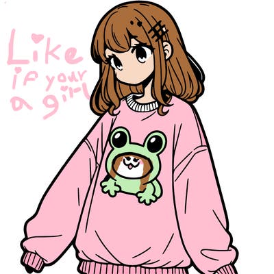 girl wearing frogging sweatshirt