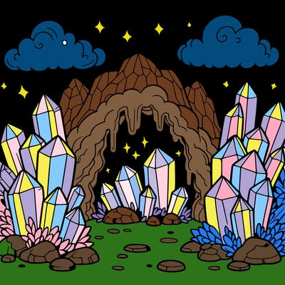 a cave with magic crystals
