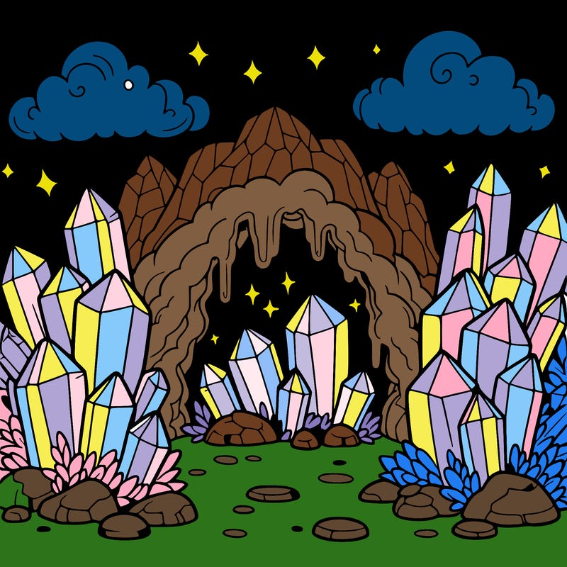 a cave with magic crystals